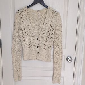 Free People Cream Crochet Cardigan
